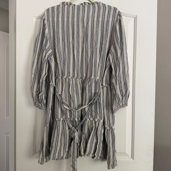 PAIGE Boho Long Balloon Sleeve Striped Dress in Blue and White - Picture 3 of 6